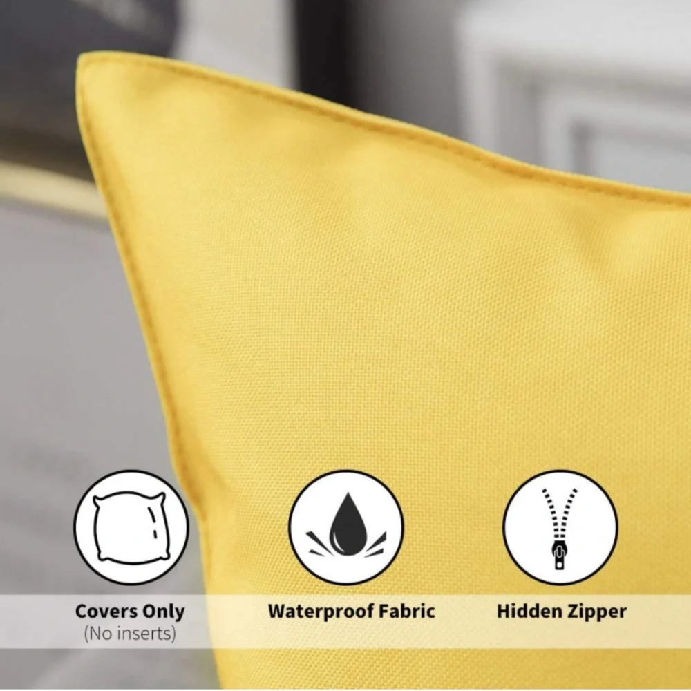 Luxury Home | Oversized Yellow Outdoor Water Resistant Throw Pillow Covers