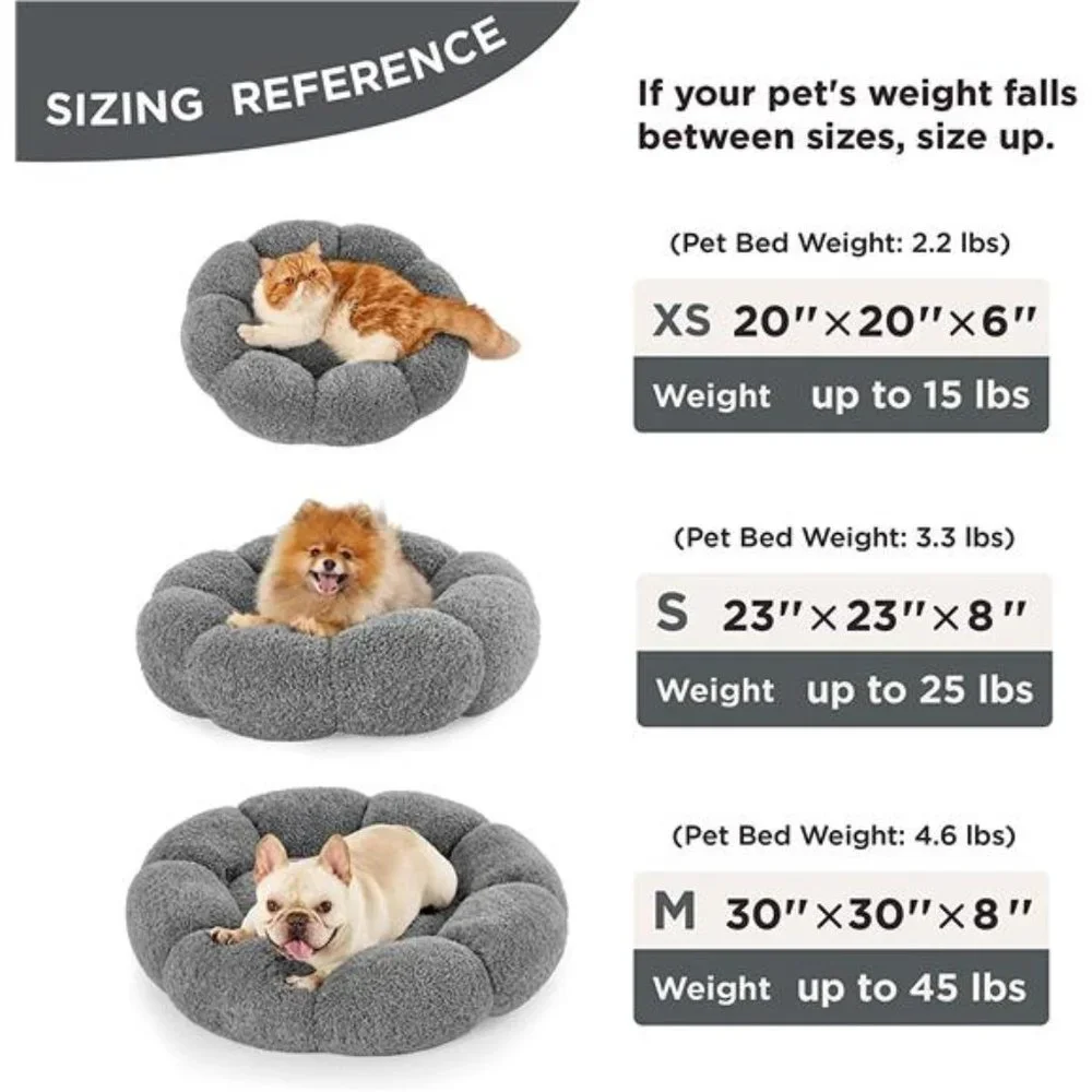 Lesure Calming Dog Bed for Small Medium Dogs - Donut Round Fluffy Puppy