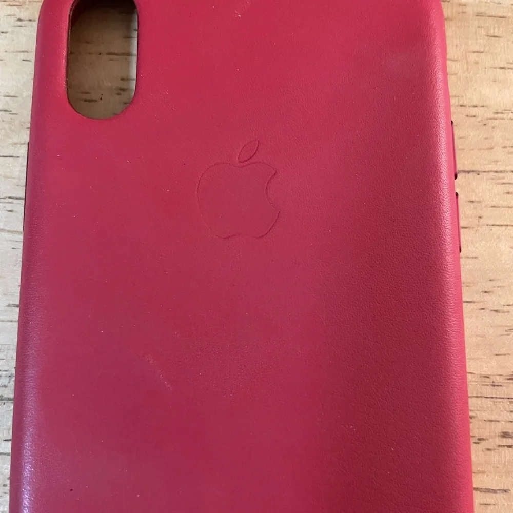 Apple iPhone Xs Silicone RED Case Company color Pink Sand natural leather inner