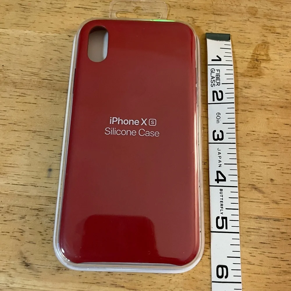 Apple iPhone Xs Silicone RED Case Company color Pink Sand natural leather inner
