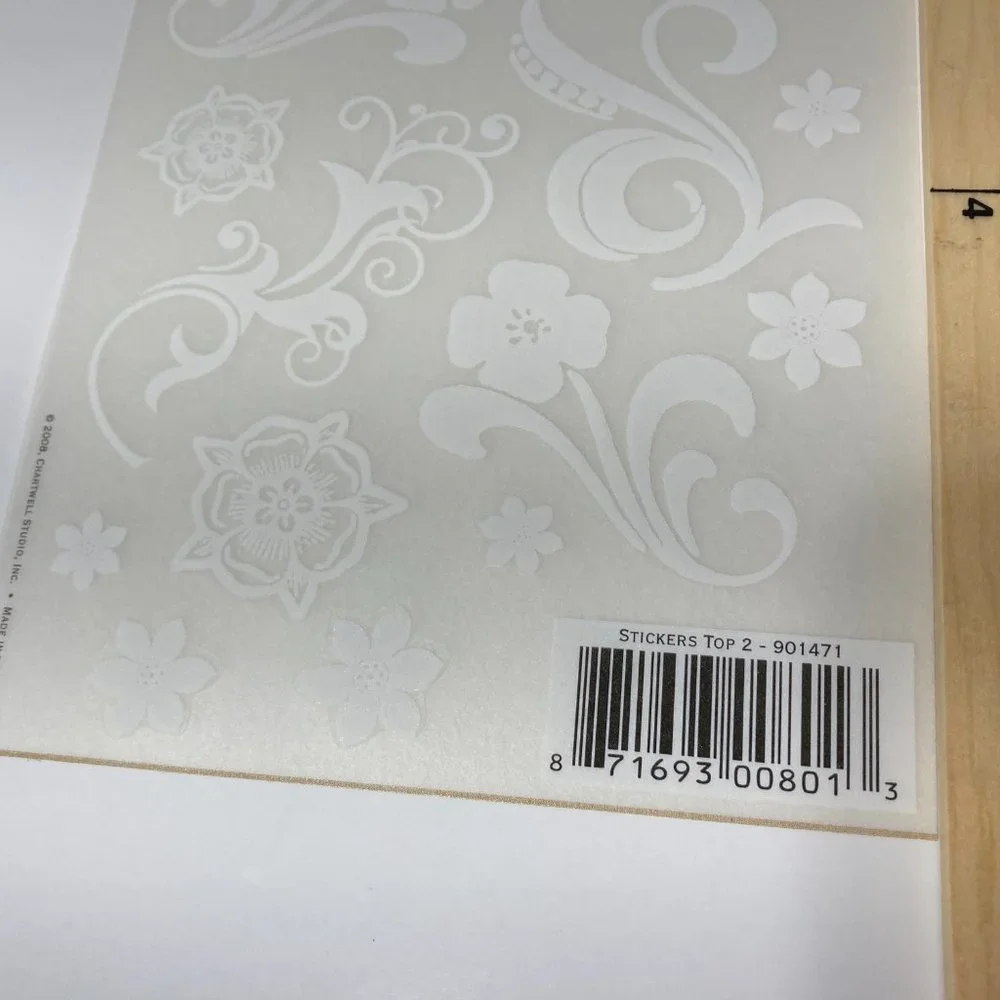 10 Sheets White Floral Stickers Scrapbook Flowers