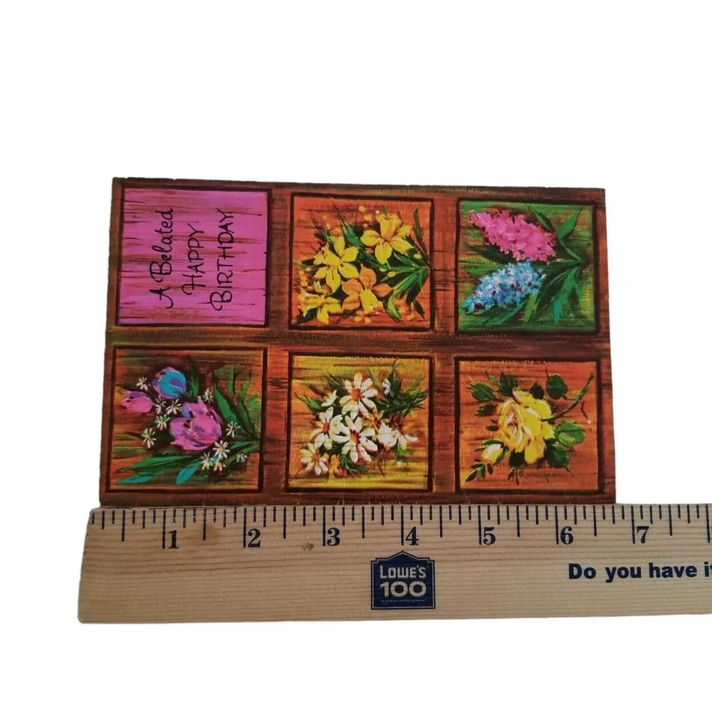 1970s Vintage Greeting Card Charm Craft Happy Belated Birthday BLANK Ephemera