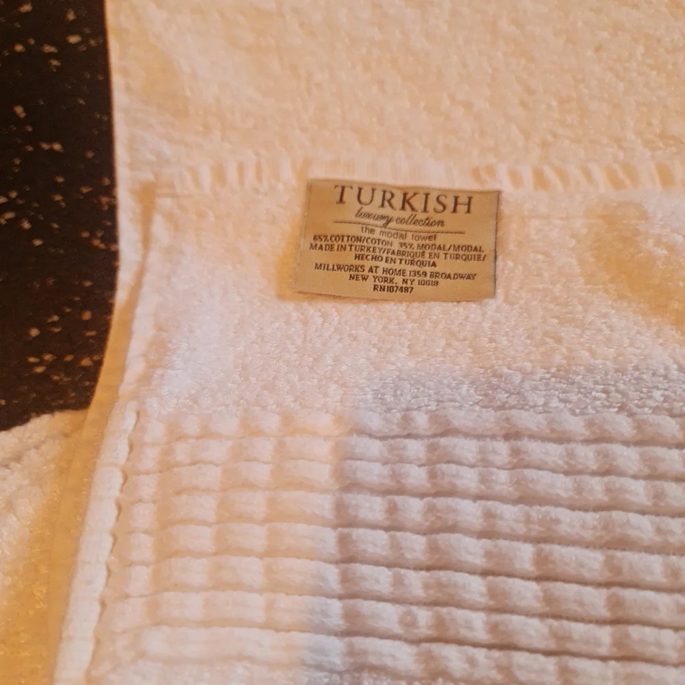 Hand Towels White Turkish Luxury Collection 65% Cotton 35% Modal Like New Set/4