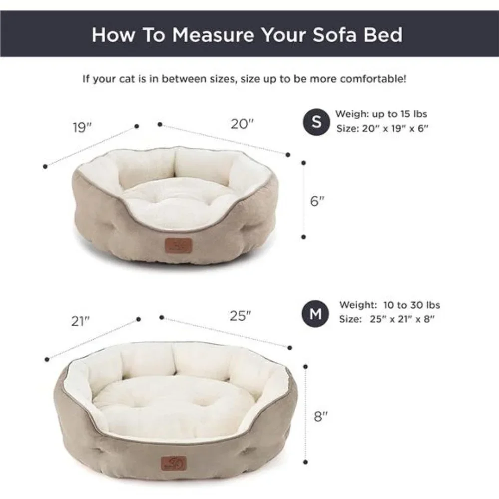 Dog Beds for Small Dogs - Round Cat Beds for Indoor Cats, Washable Pet Bed