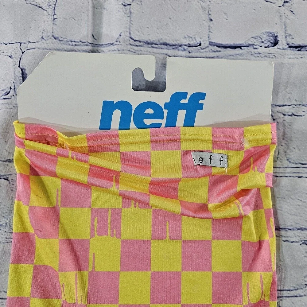 Neff Pink Yellow Checkerboard Facemask Face Cover Mask Gaiter