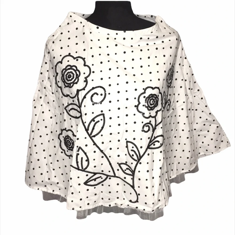 Justice Polka Dot Flower Skirt, White, Black, 10