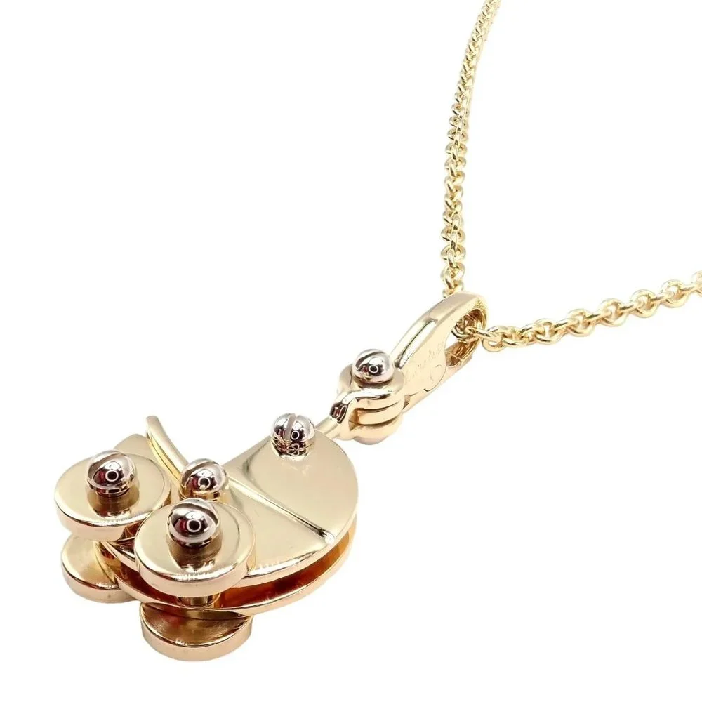 Authentic! Cartier 18k Yellow Gold Baby Carriage Stroller Charm Pendant Necklace