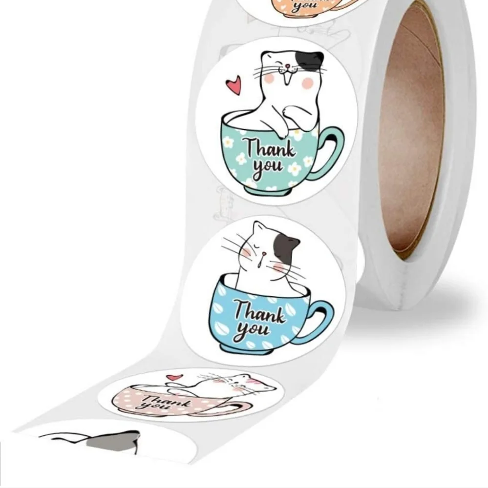 Kawaii cute new cat thank you stickers