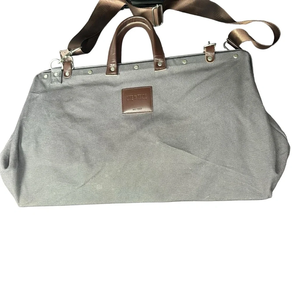 Line of Trade Mens Cotton Canvas Travel Bag Gray Brown