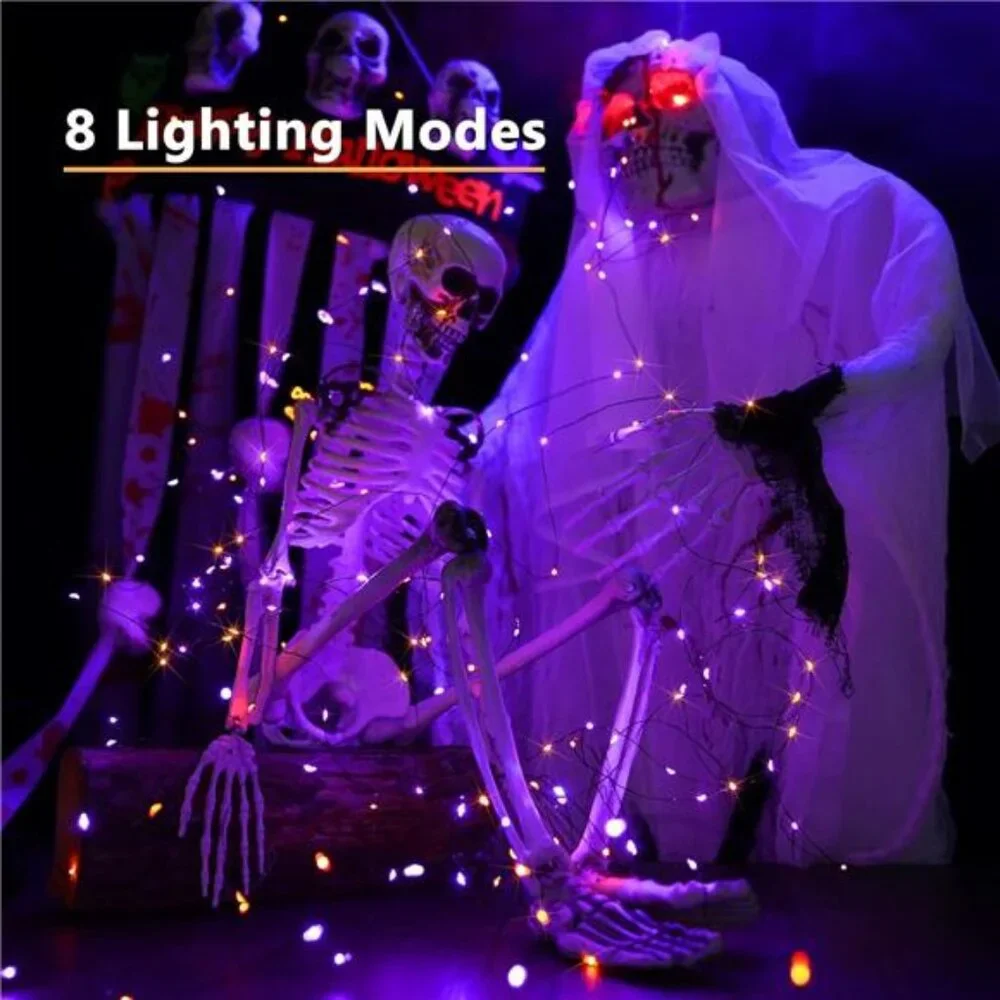 Orange & Purple Halloween Lights, 2 Pack Total 78ft 240 LED Orange Lights