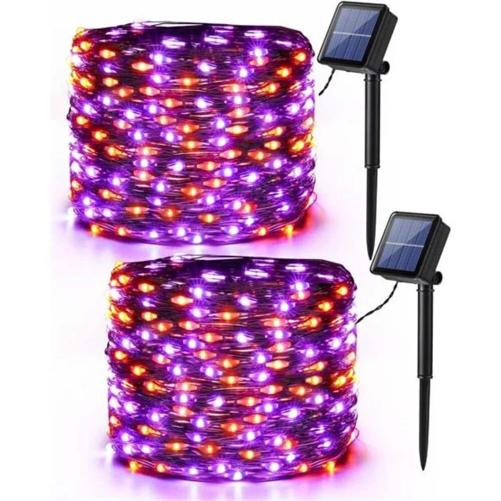 Orange & Purple Halloween Lights, 2 Pack Total 78ft 240 LED Orange Lights