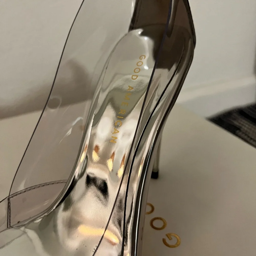New In Box Good American Glass Cinder-F*cking-Rella Pump