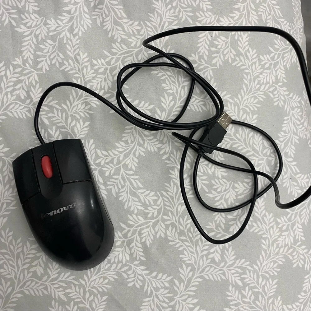 Set of 2 Black Wired Mouse - Lenovo and Dell - USB mouse