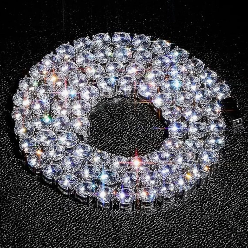 6mm round cubic zirconia tennis necklace 16”
