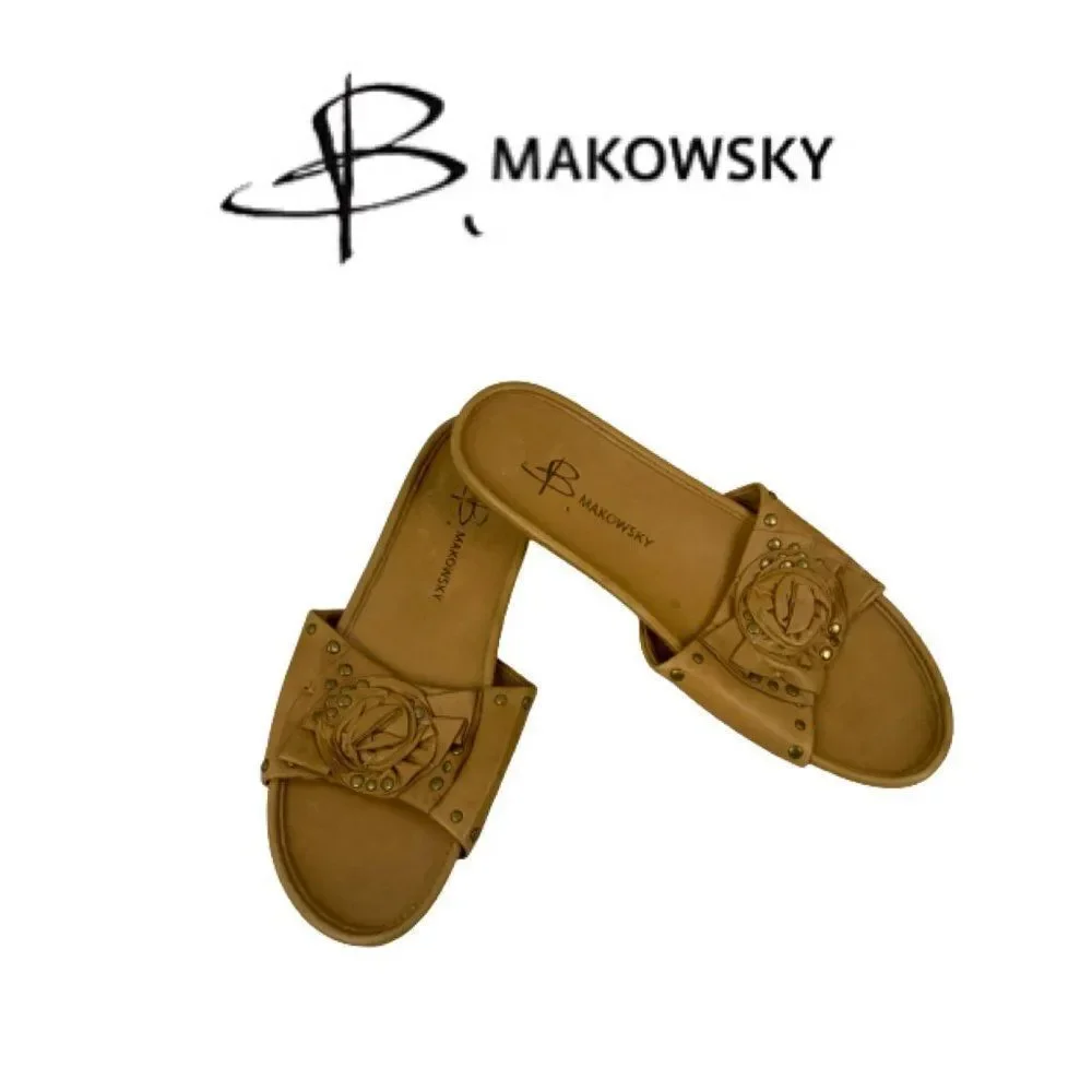 B Makowsky Tan Leather Sandals. Sz 10M