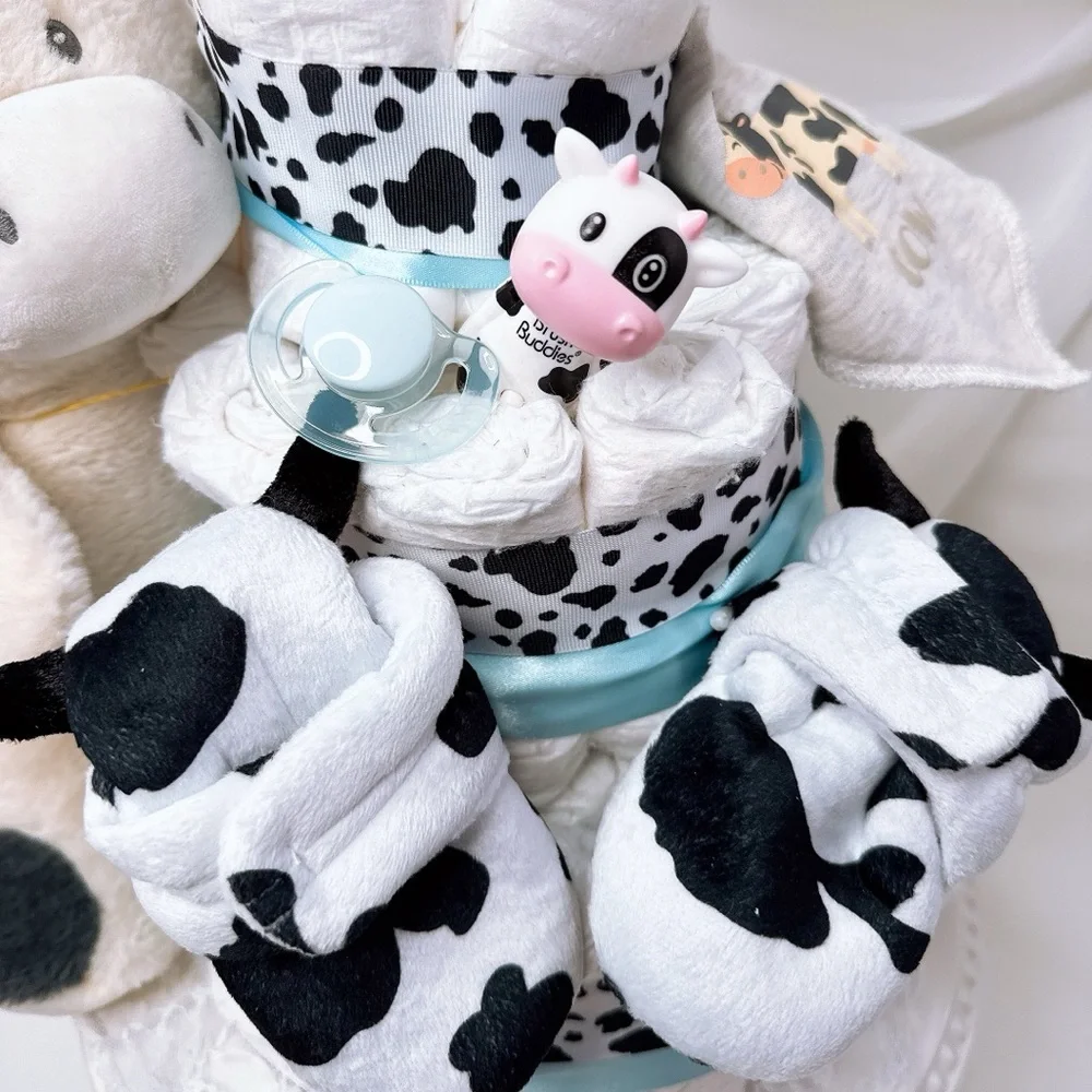 Cow Diaper Cake, Farm Baby Shower Gift
