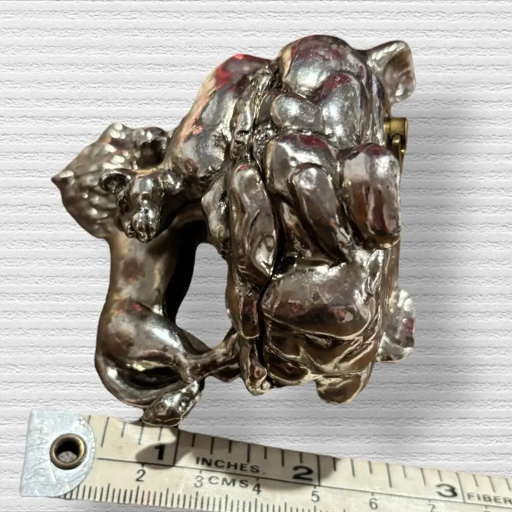 Pewter Lion Lionesses & Cub Small Musical Trinket