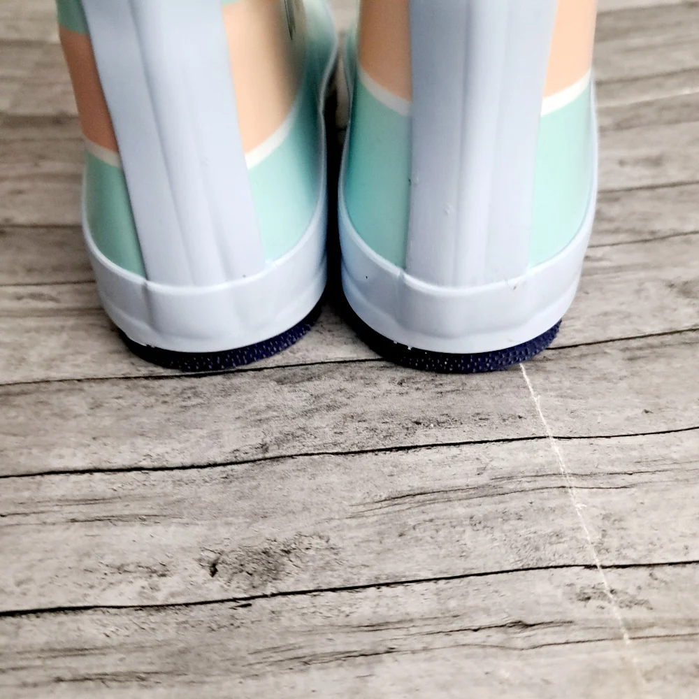 Cat & Jack Boy's Evan Blue Toddler Beach Scene Rubber Slip-on Rain Booots Sz 9