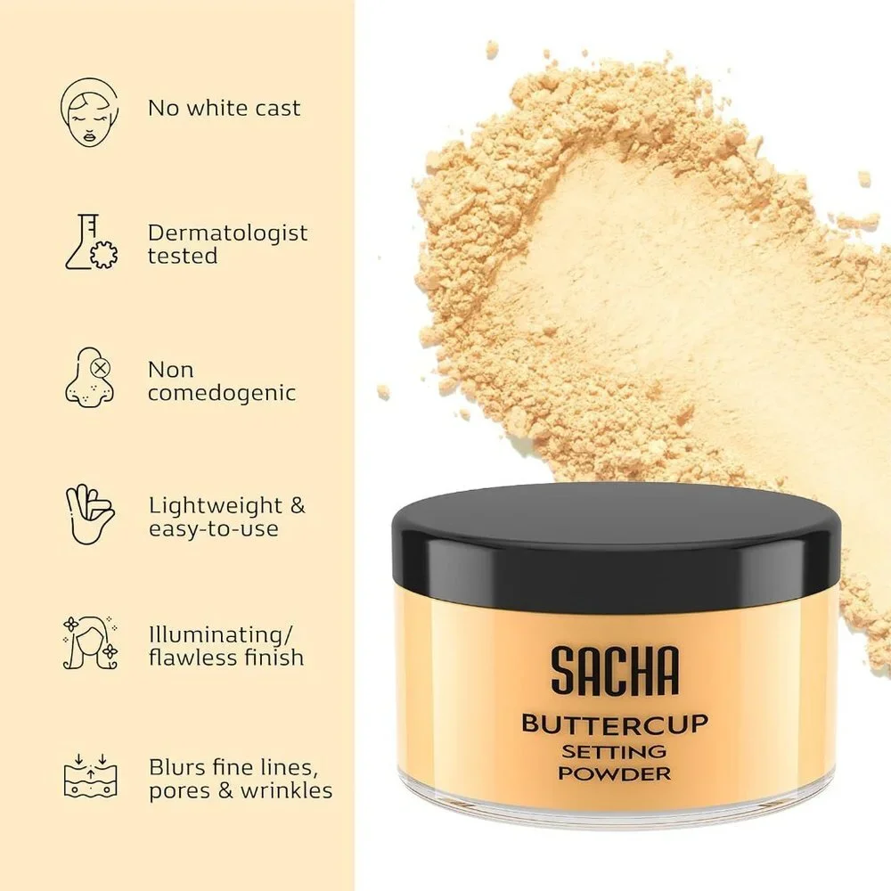 BOGO SACHA BUTTERCUP All day wear Setting Powder No Ash & Blurs Fine Lines Pores