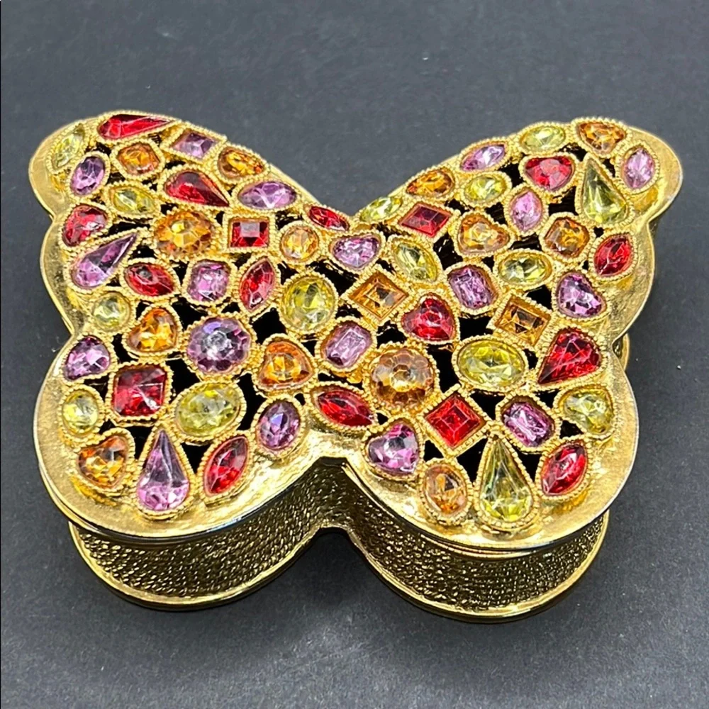 Cute Rhinestone butterfly trinket box