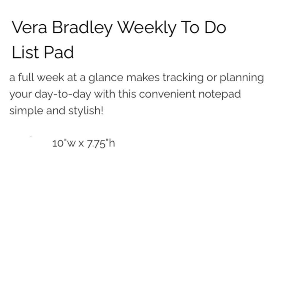 Vera Bradley Weekly To-Do Notepad: Foxwood Floral