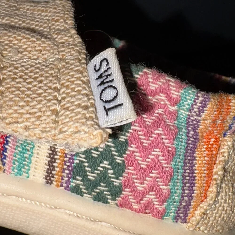 TOMS Classic Burlap Slip On Shoes Toddler 3 Tan Multicolored