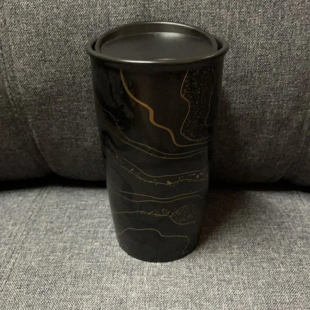 Starbucks Gold Sparkle Ceramic Travel Mug