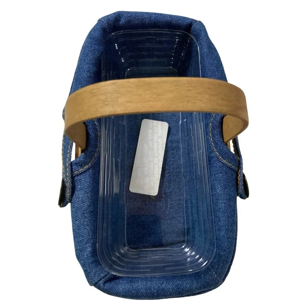 Longaberger Small Rectangular Basket Thank You Handle Denim Liner Insert 2004