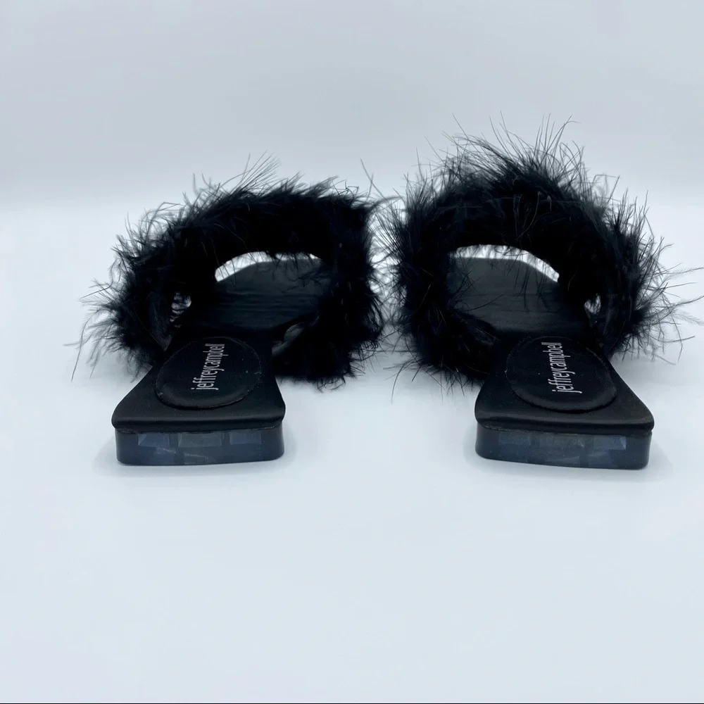 Jeffrey Campbell Black Acelynn Faux Fur Slide Sandal Size 5.5