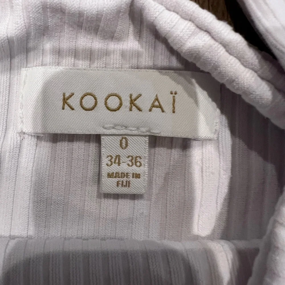 Kookai White Ribbed Double Lined Tank Top