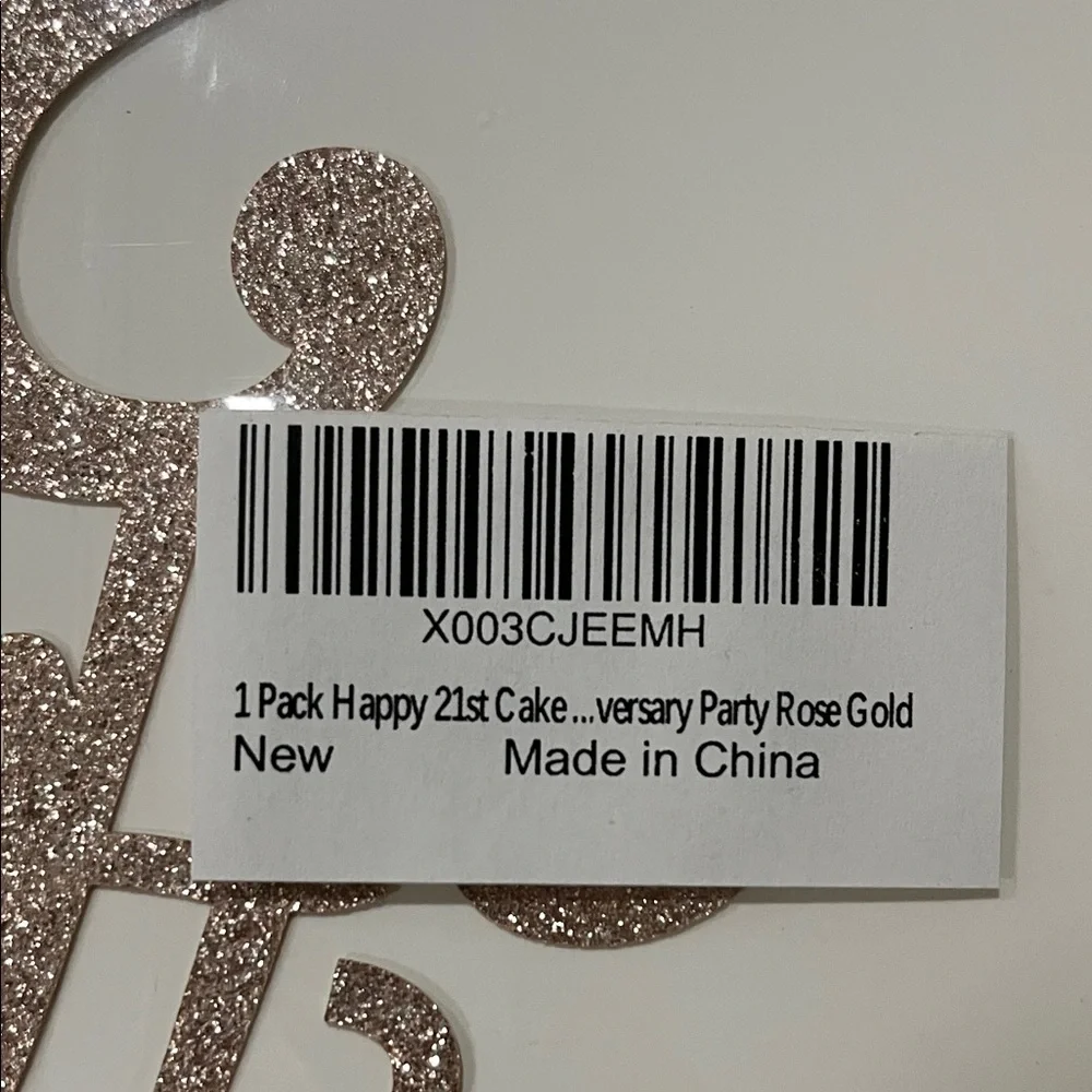 Glittery Rose Gold 'Happy 21st' Cake Topper