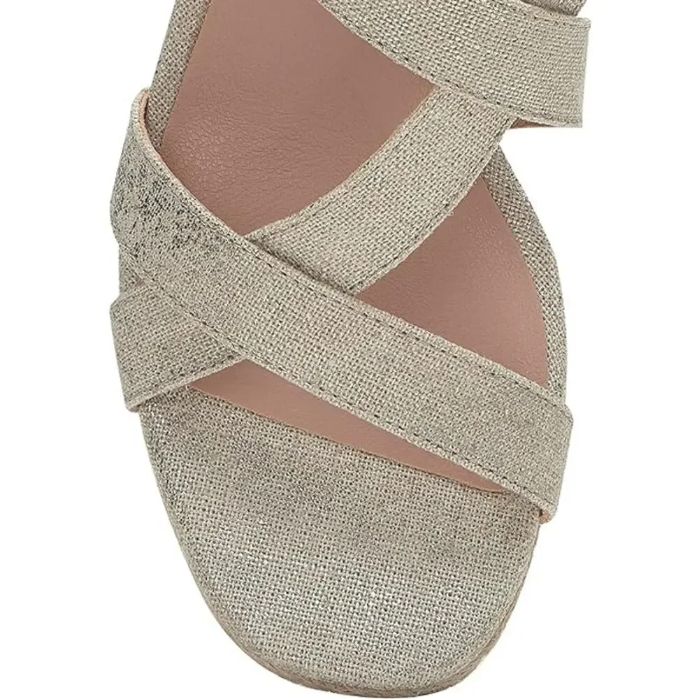 NEW Lucky Brand Mytila Espadrille Sandals Women's Size 10  M Wedge Natural Gold