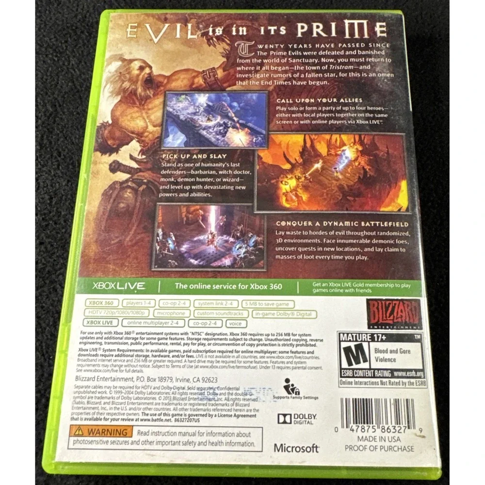 Diablo III 3 (Xbox 360, 2013) Complete Tested And Working Fast Shipping