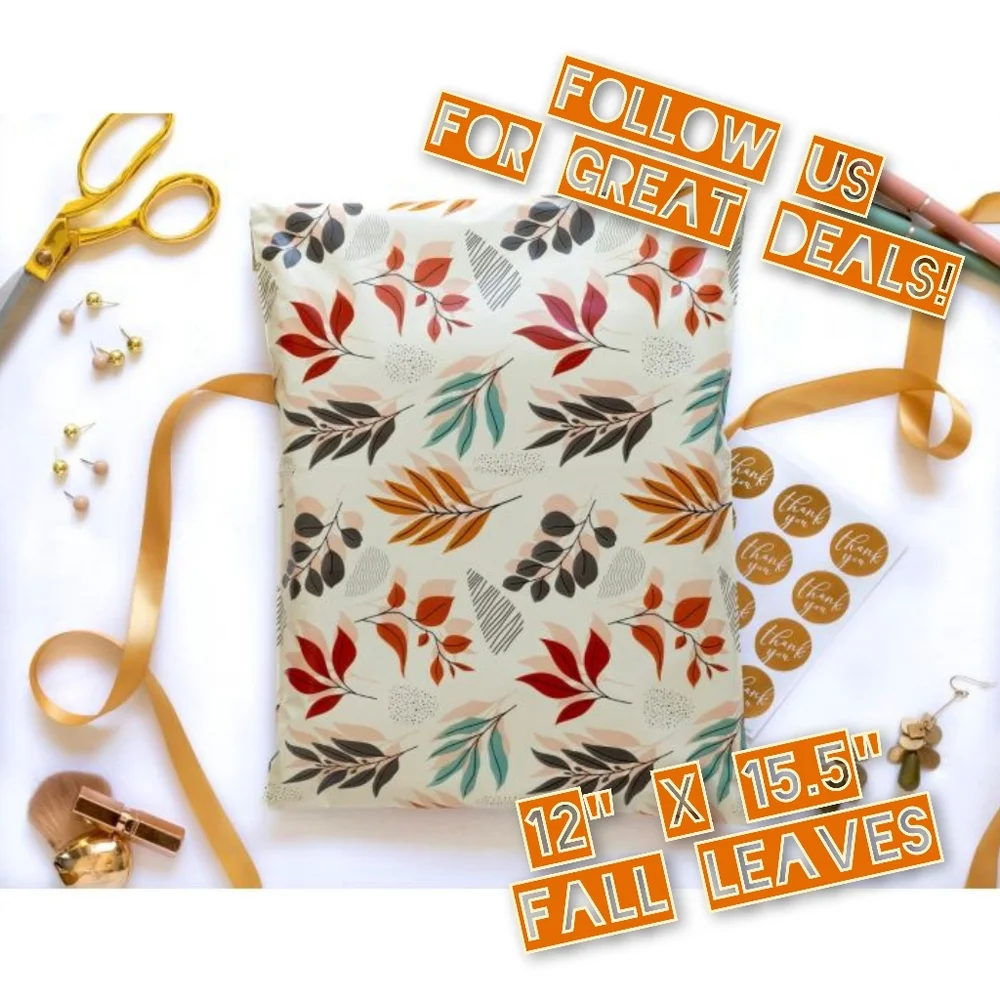 100 Fall Leaves Poly Mailers 12x15.5