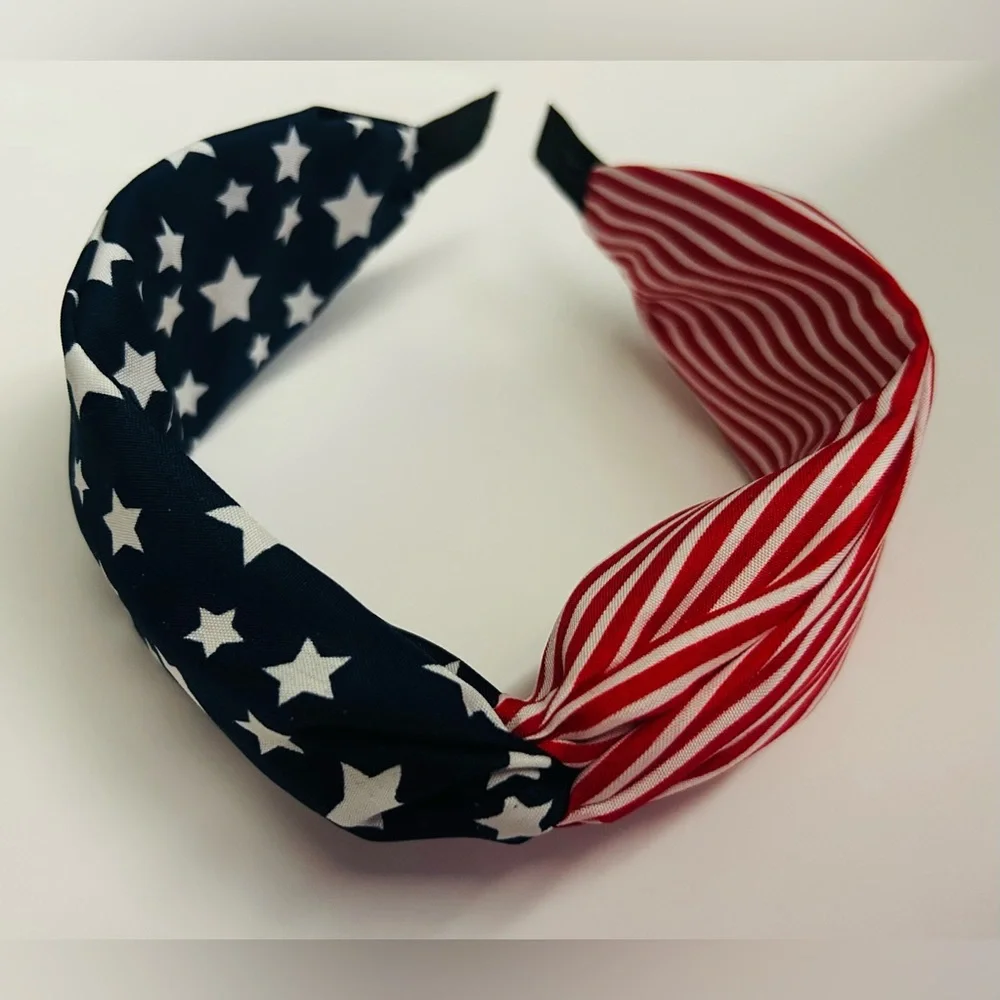 New Seasonal Collection Patriotic Headband Stars Stripes Red White Blue Cloth
