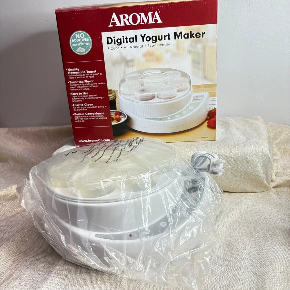Aroma Digital Yogurt Maker 8 Cups All Natural Eco Friendly White AYM 606