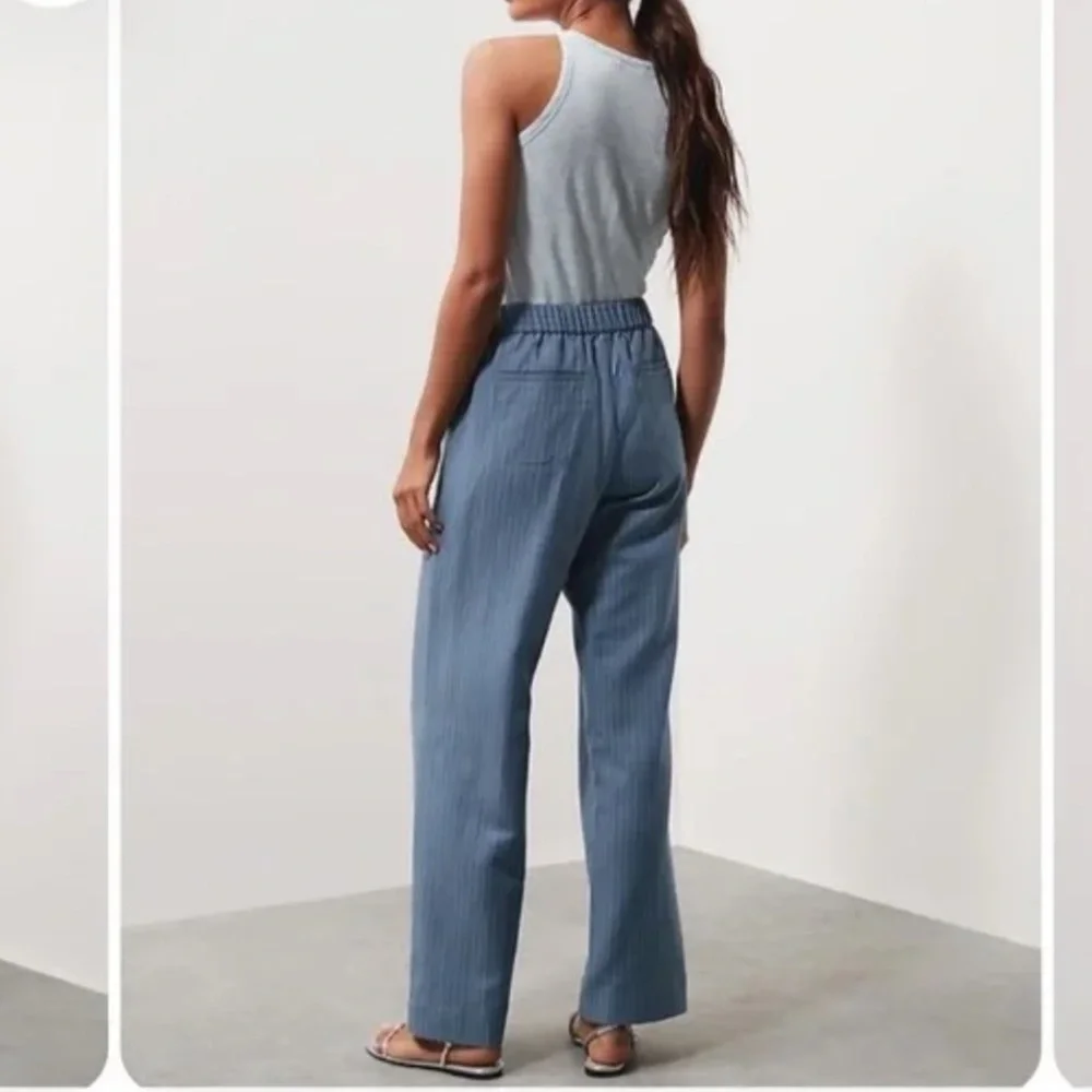 Banana Republic Light Blue Wide Leg Tencil-Linen Pants - Small
