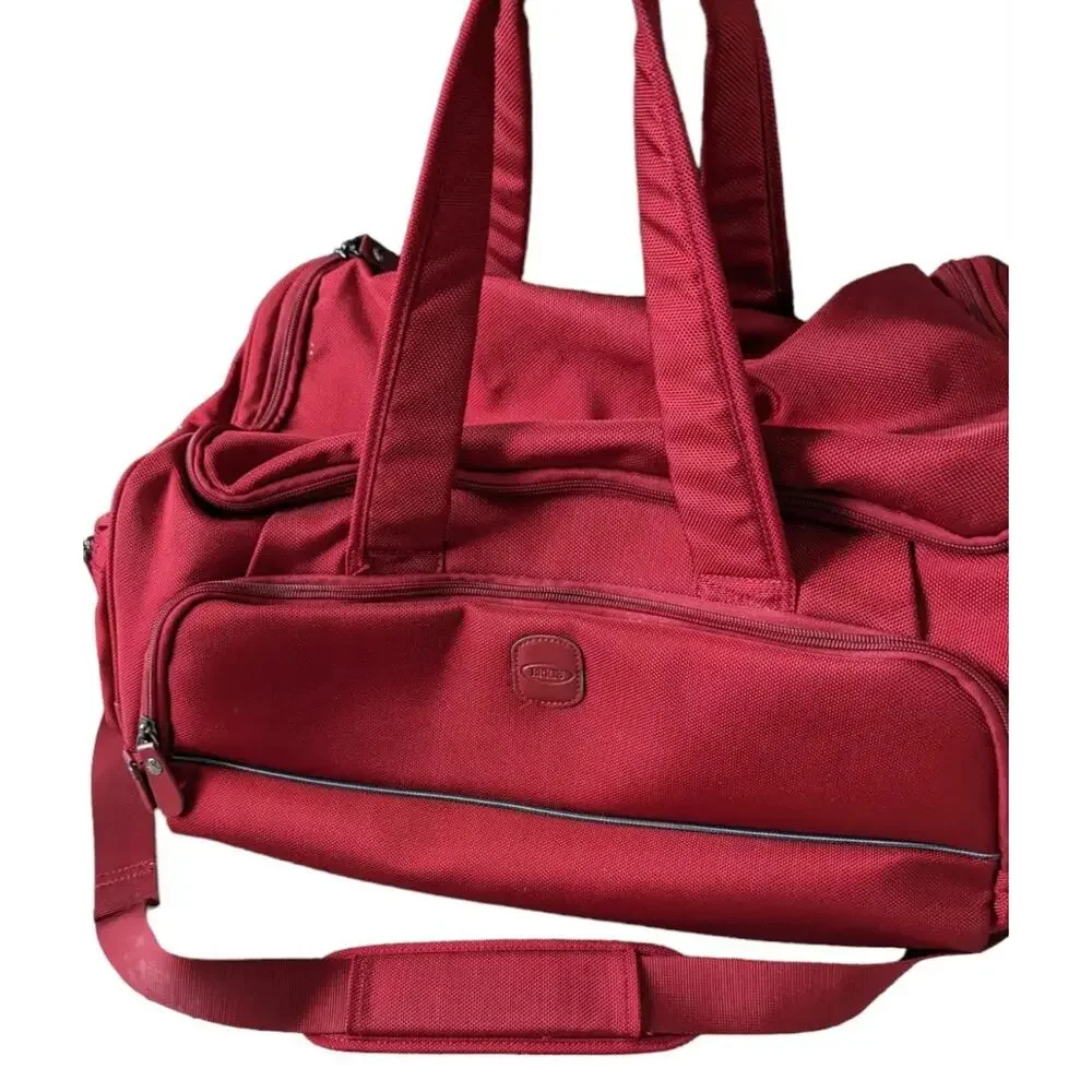 Brics Red Duffel Bag Travel Carry On Canvas Weekender Men Women Gym