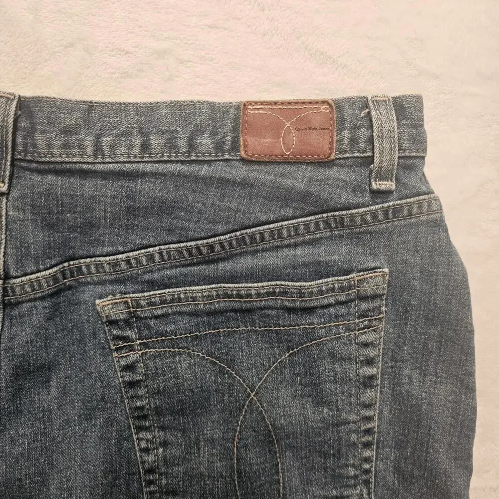 Calvin Klein Skirt Faded Blue Wash Denim Women's Size 14