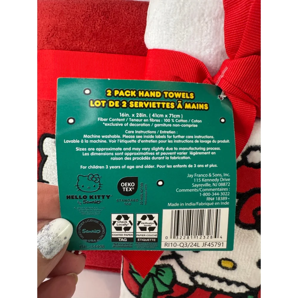 Hello Kitty Christmas Hand Towels 2-Pack