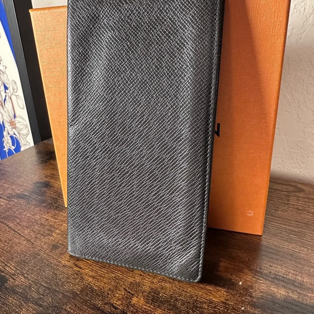 Louis Vuitton Black Brazza Taiga Long Wallet