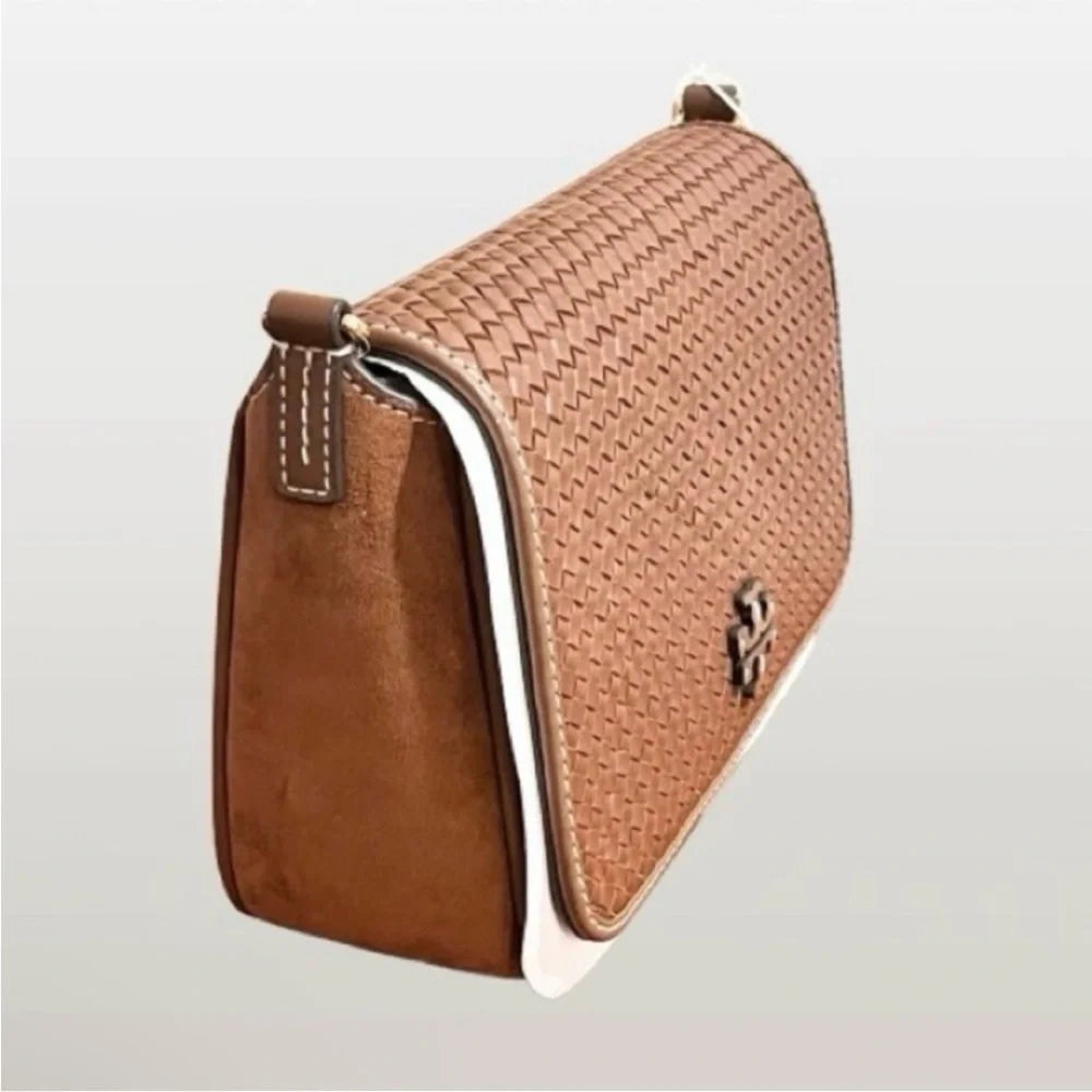 🆕- TORY BURCH THEA WOVEN FLAP SUEDE CROSSBODY. BRAND NEW Gorgeous