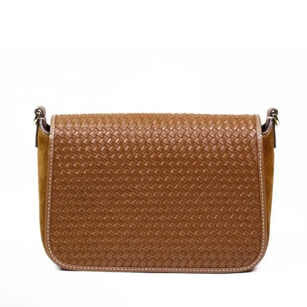 🆕- TORY BURCH THEA WOVEN FLAP SUEDE CROSSBODY. BRAND NEW Gorgeous