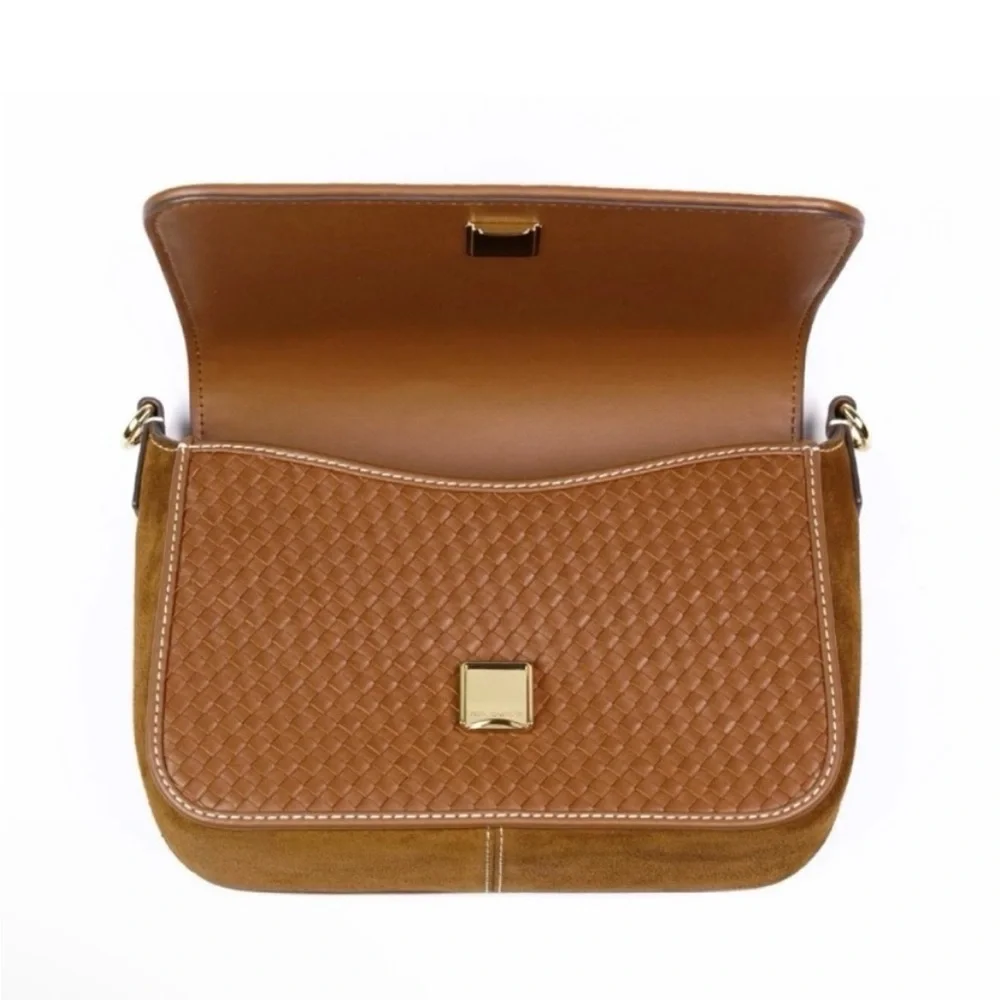 🆕- TORY BURCH THEA WOVEN FLAP SUEDE CROSSBODY. BRAND NEW Gorgeous