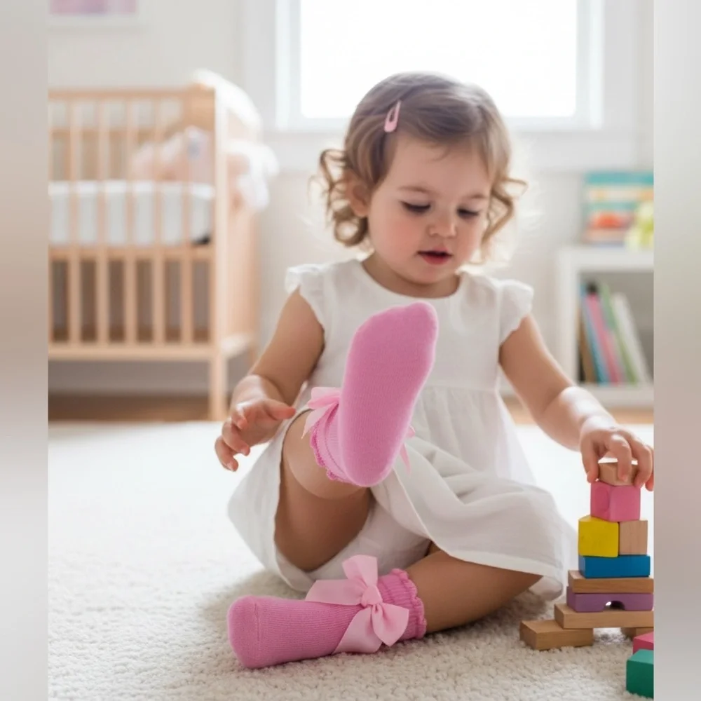 Pink Kids Socks with Bow
