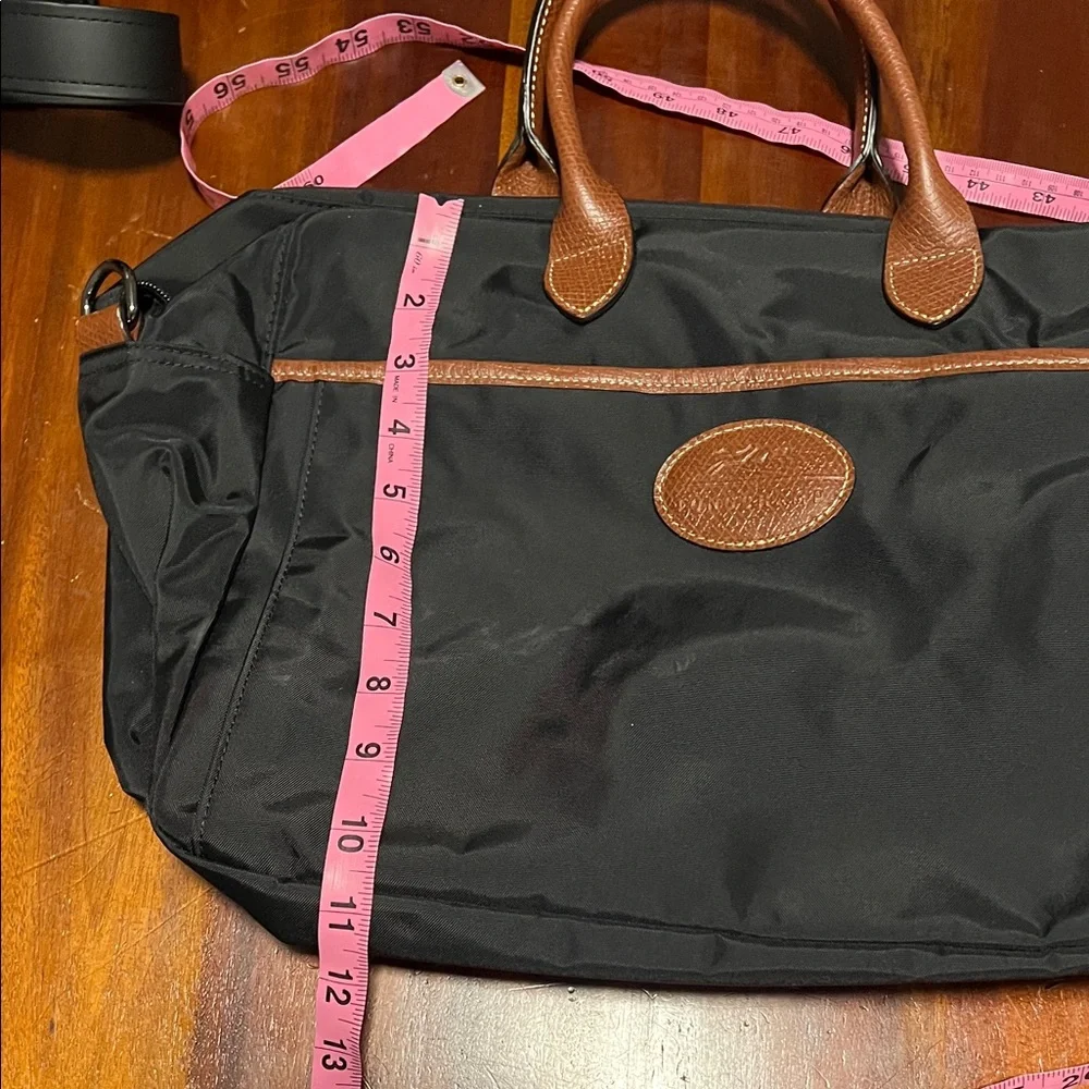 Longchamp Black Bag with Brown Trim