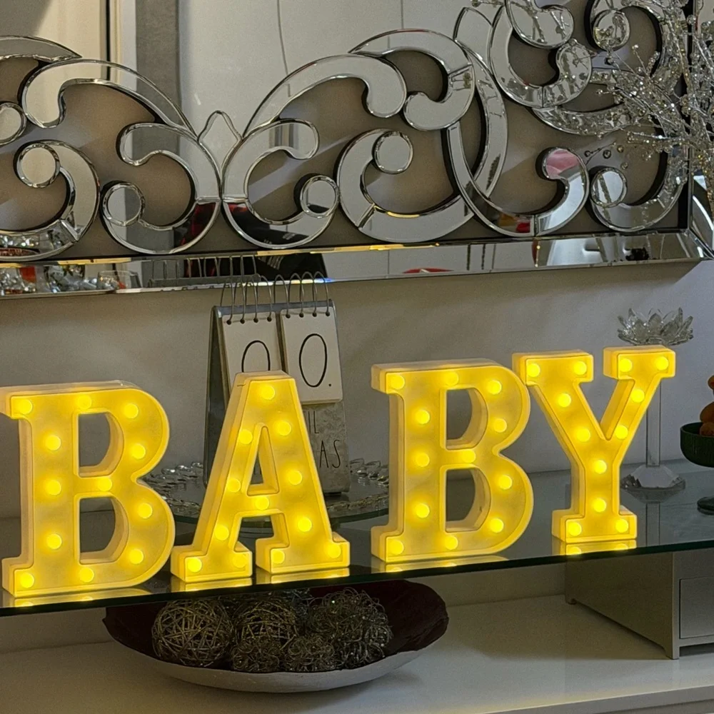 Illuminated BABY Marquee LED Light Sign for Parties, baby shower.