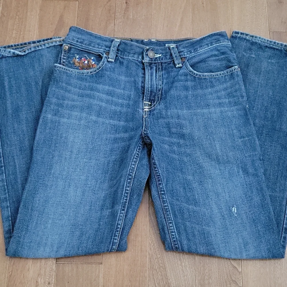 Polo Ralph Lauren Boys Straight Leg Jeans Blue Denim Multi Pony Embroidered 14
