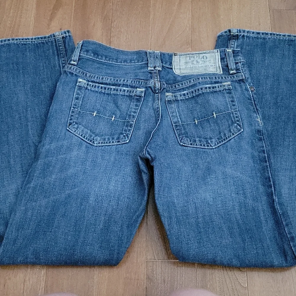 Polo Ralph Lauren Boys Straight Leg Jeans Blue Denim Multi Pony Embroidered 14
