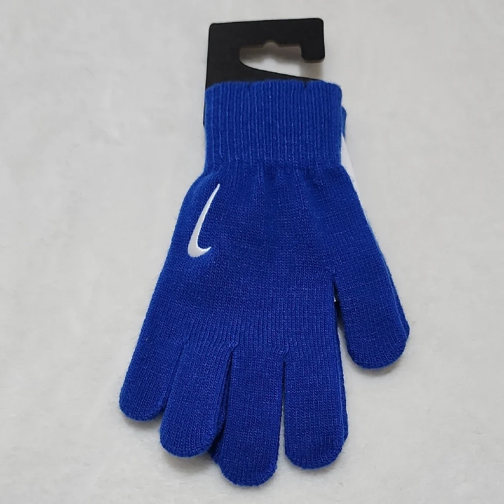 Youth Blue Nike Knit Gloves L-XL
